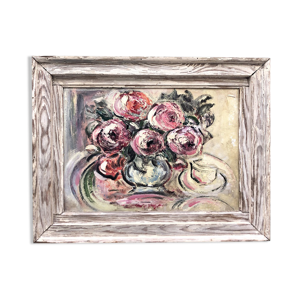 Tableau ancien Bouquet de roses