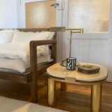 Table d’appoint travertin et laiton  vintage