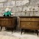 Pair of night tables feet compass bedside end of vintage sofa old 1950 1960 retro