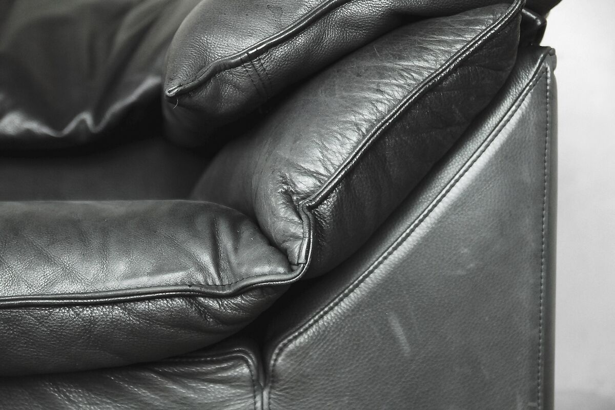 Grey Leather Danish Monza Armchairs by Jens Juul Eilersen for Niels Eilersen, 1970s, Set of 2