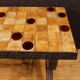 French Design signed coffee table with top in ceramic and glass
