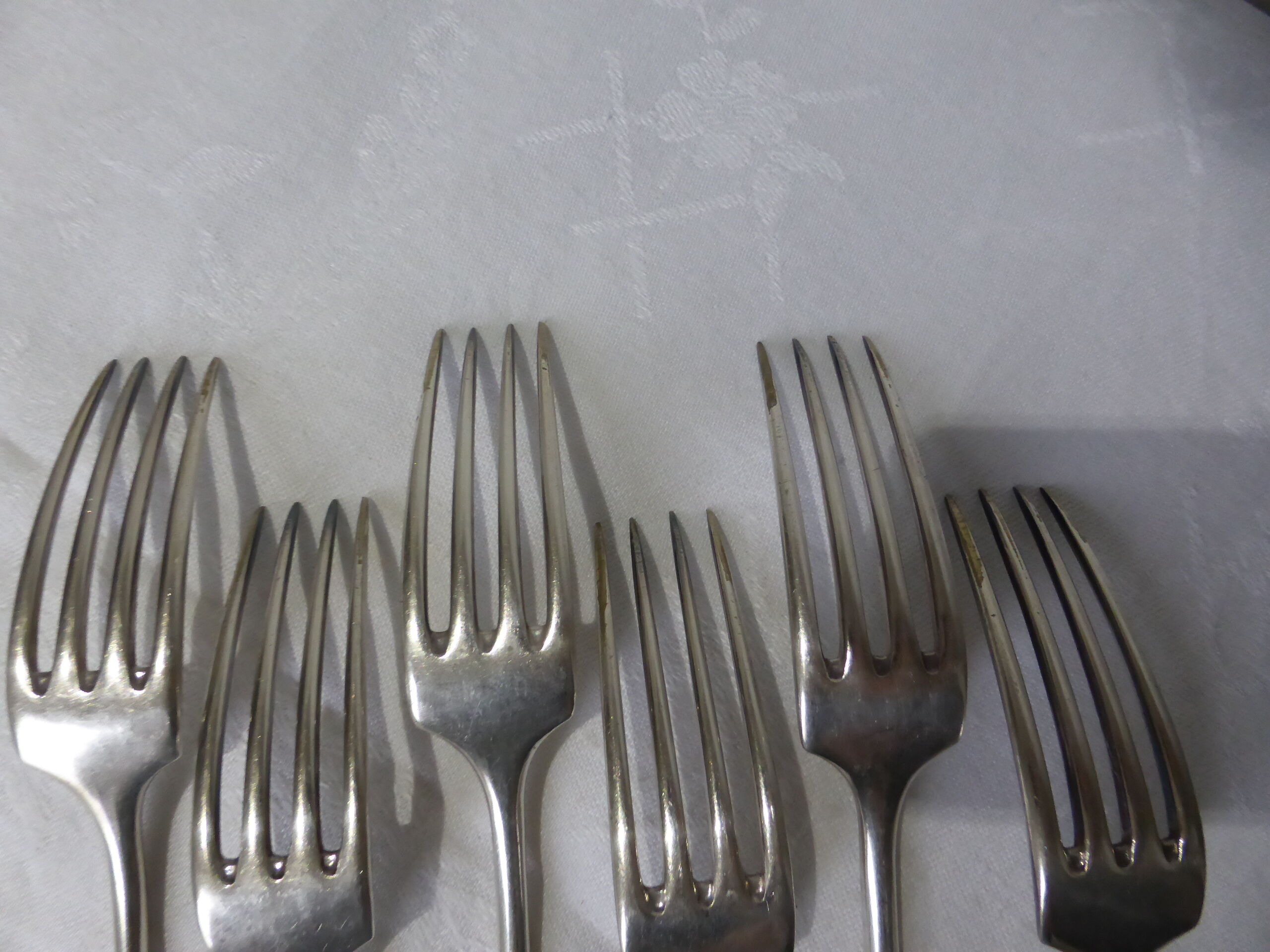 6 vintage silver metal forks