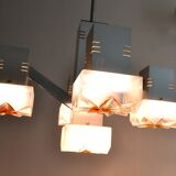 Sciolari Chrome cubic chandelier Murano glass 60/70s