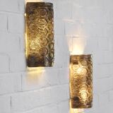 Paire d’appliques murales italiennes en verre de Murano avec motifs géométriques, années 1960