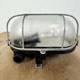 Industrial brown bakelite wall light with frosted glass, 1960s