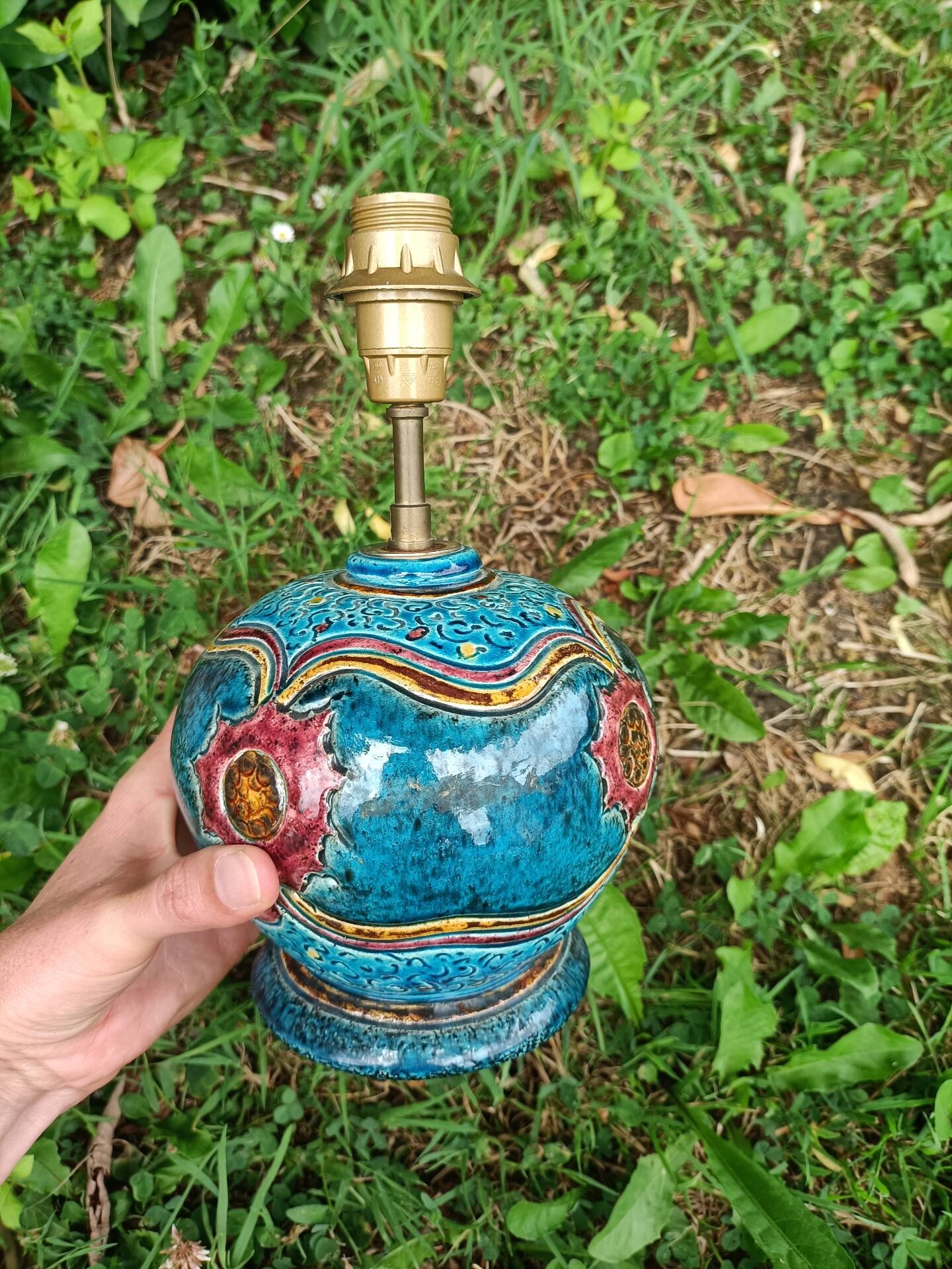 Retro signed ceramic lamp base 💐