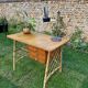 Vintage 1960 rattan desk by Louis Sognot