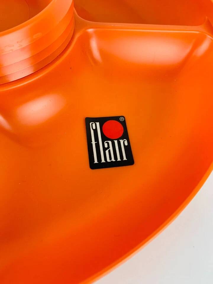 Vintage 1970s orange plastic Prisunic Flair aperitif platter