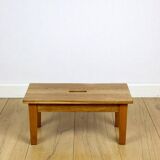 Wooden stool low rectangular seat ash wood