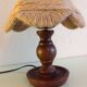Wooden bedside lamp and Lampshade in rope/vintage 60-70 years