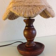 Wooden bedside lamp and Lampshade in rope/vintage 60-70 years
