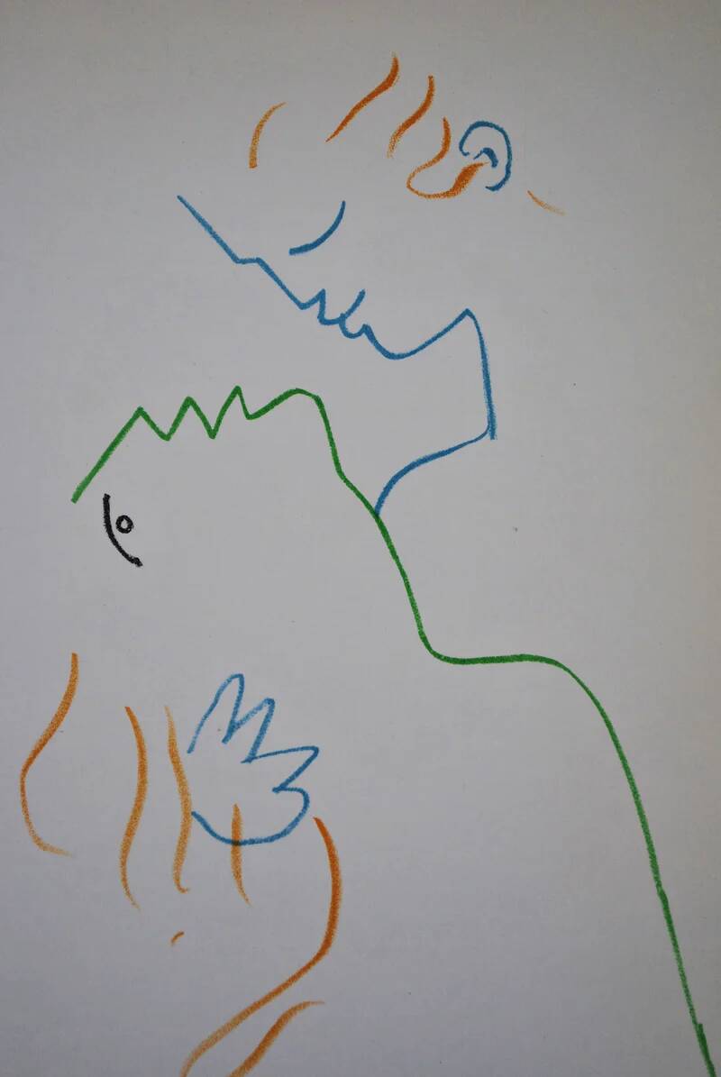 Jean Cocteau: The Kiss, original lithograph