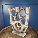 Old candlestick with 3 branches in cut stone with fine engravings.