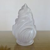 Ancienne tulipe "flamme" en pâte de verre dépoli, art déco, années 30 40