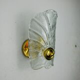 Frosted leaf wall lamp, murano glass, italy, 1970