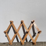 Vintage zigzag extendable coat rack in pine wood 80
