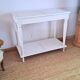 Console table in wood and white rattan