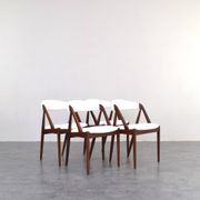 Teak & Boucle Chairs Model 31 by Kai Kristiansen for Schou Andersen, 1960s,