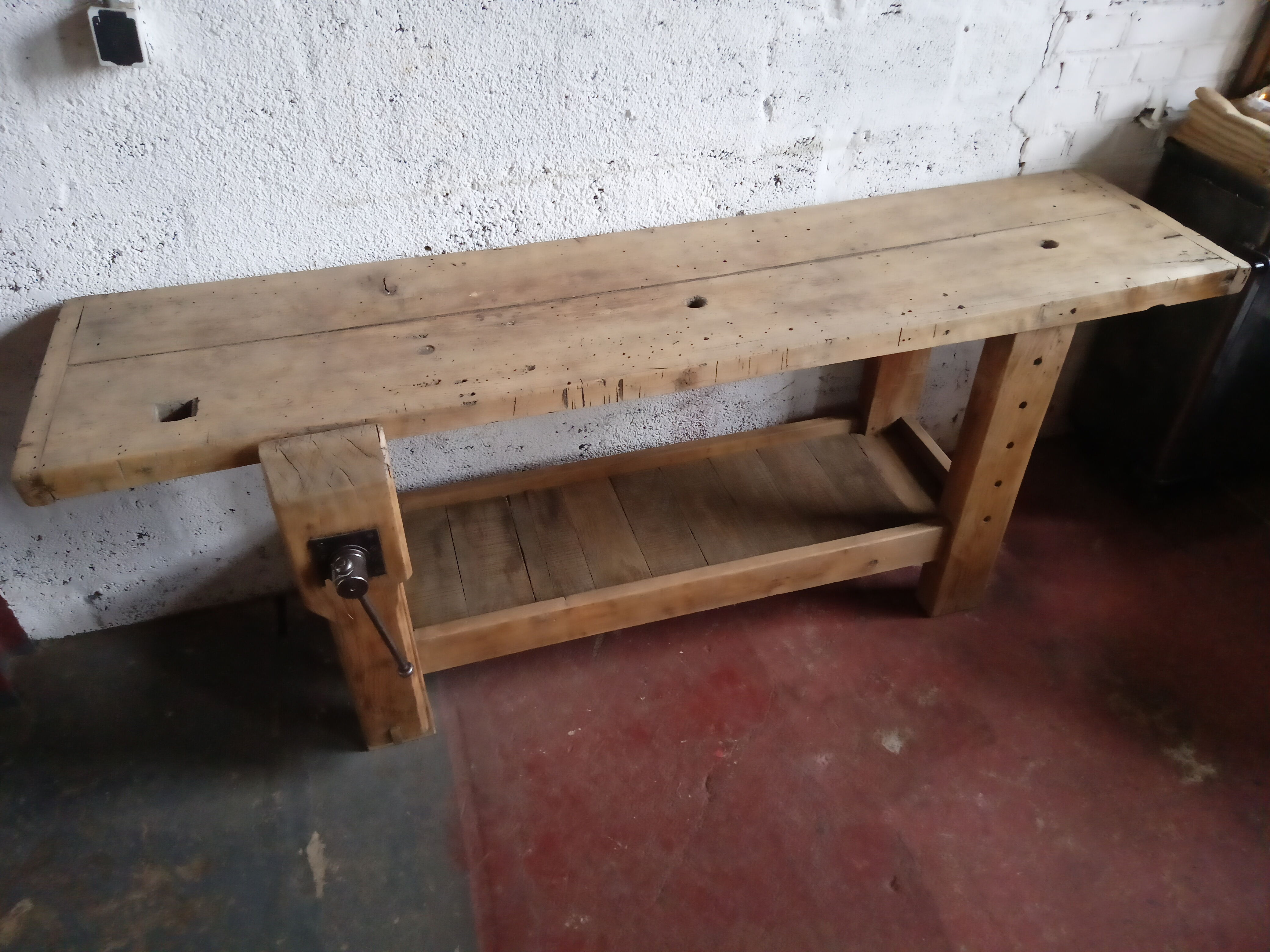 Waxed oak cabinetmaker's workbench