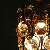 Hollywood Regency Brass & Crystal Glass Ceiling Lamp by Christoph Palme for Palwa