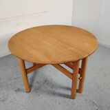 Beech dining table with extensions, 80s