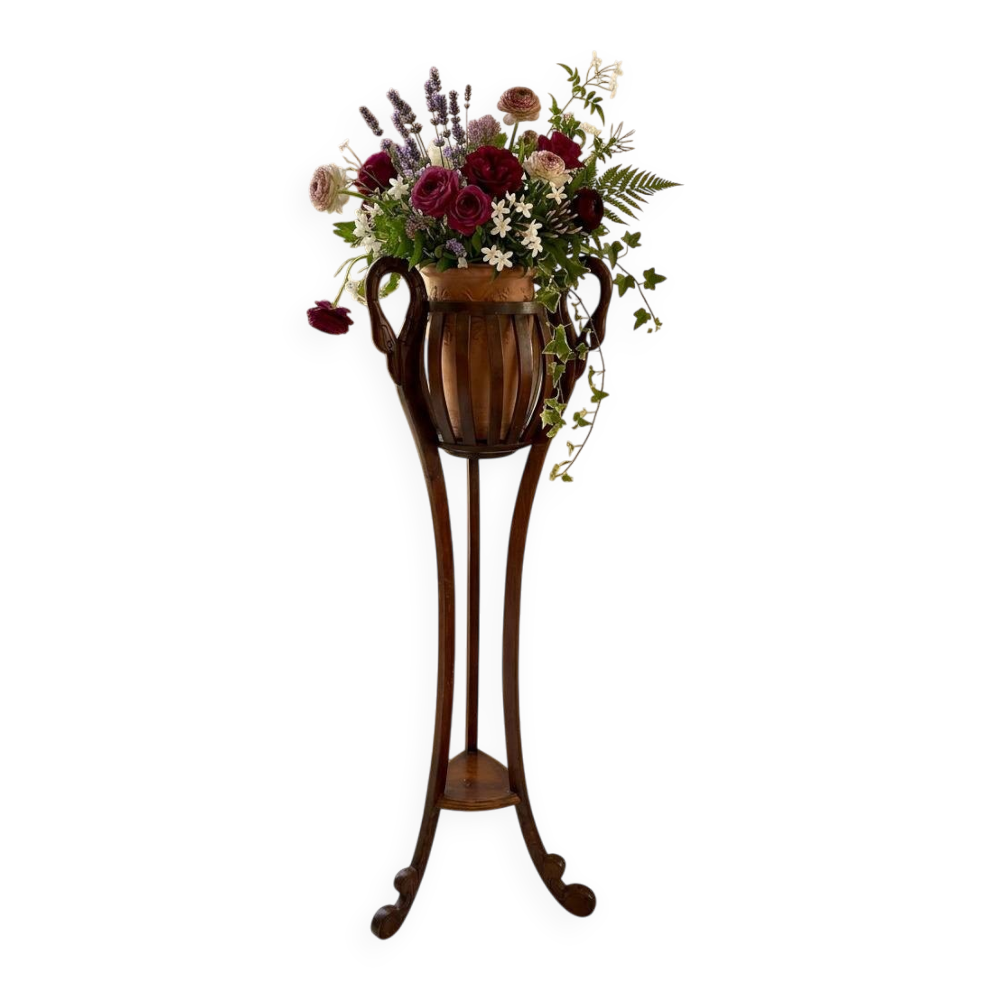 Elegante Porta Vaso Vintage in Ciliegio