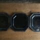 Set of 3 octagonal glazed earthenware plates with pearls, Biot 1950.