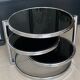 Table basse ronde en verre et chrome vintage