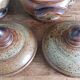 Soup bowls covered signed by Jean-Pierre Prud’homme in Puisaye stoneware.