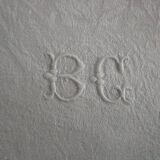 12 large old damask napkins, monogrammed