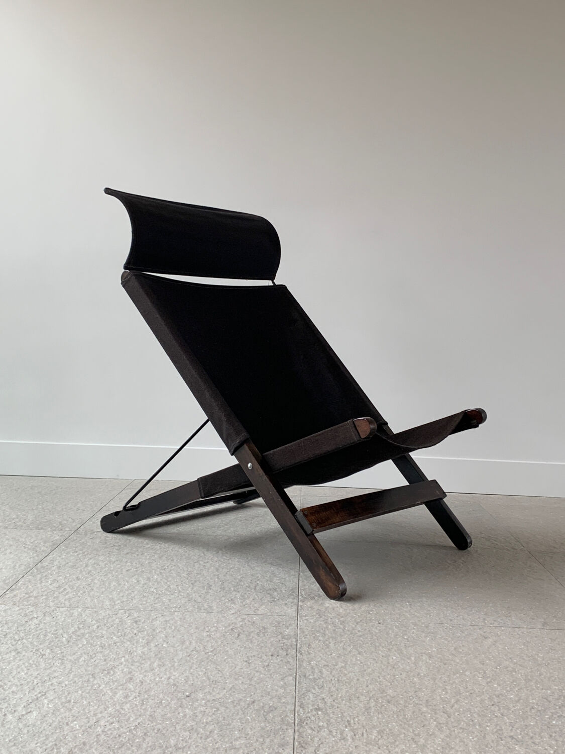 Fauteuil pliant vintage en bois et toile par Tord Bjorklund pour Ikea
