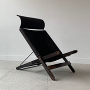 Vintage wood and canvas folding armchair by Tord Bjorklund for Ikea