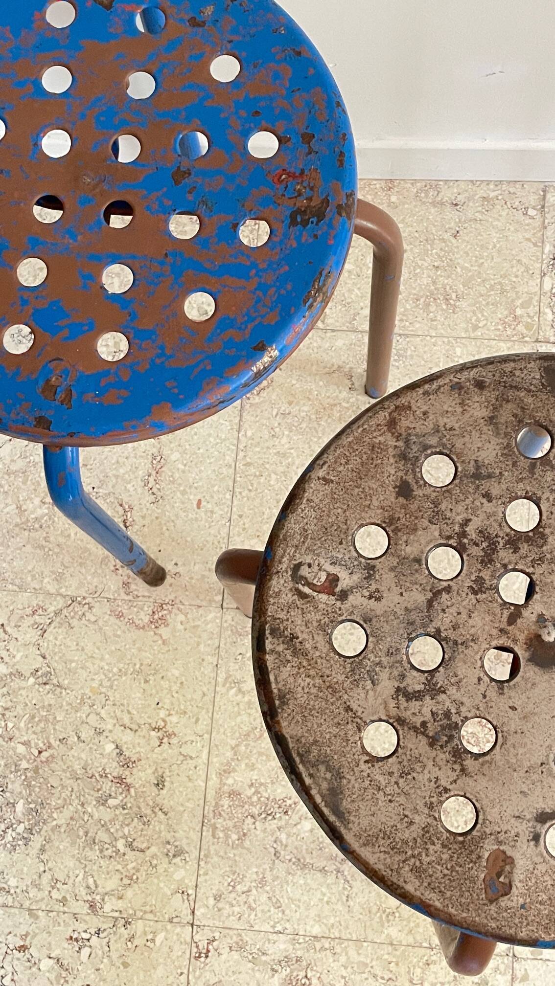 Industrial stool steel patina rusty steel vintage