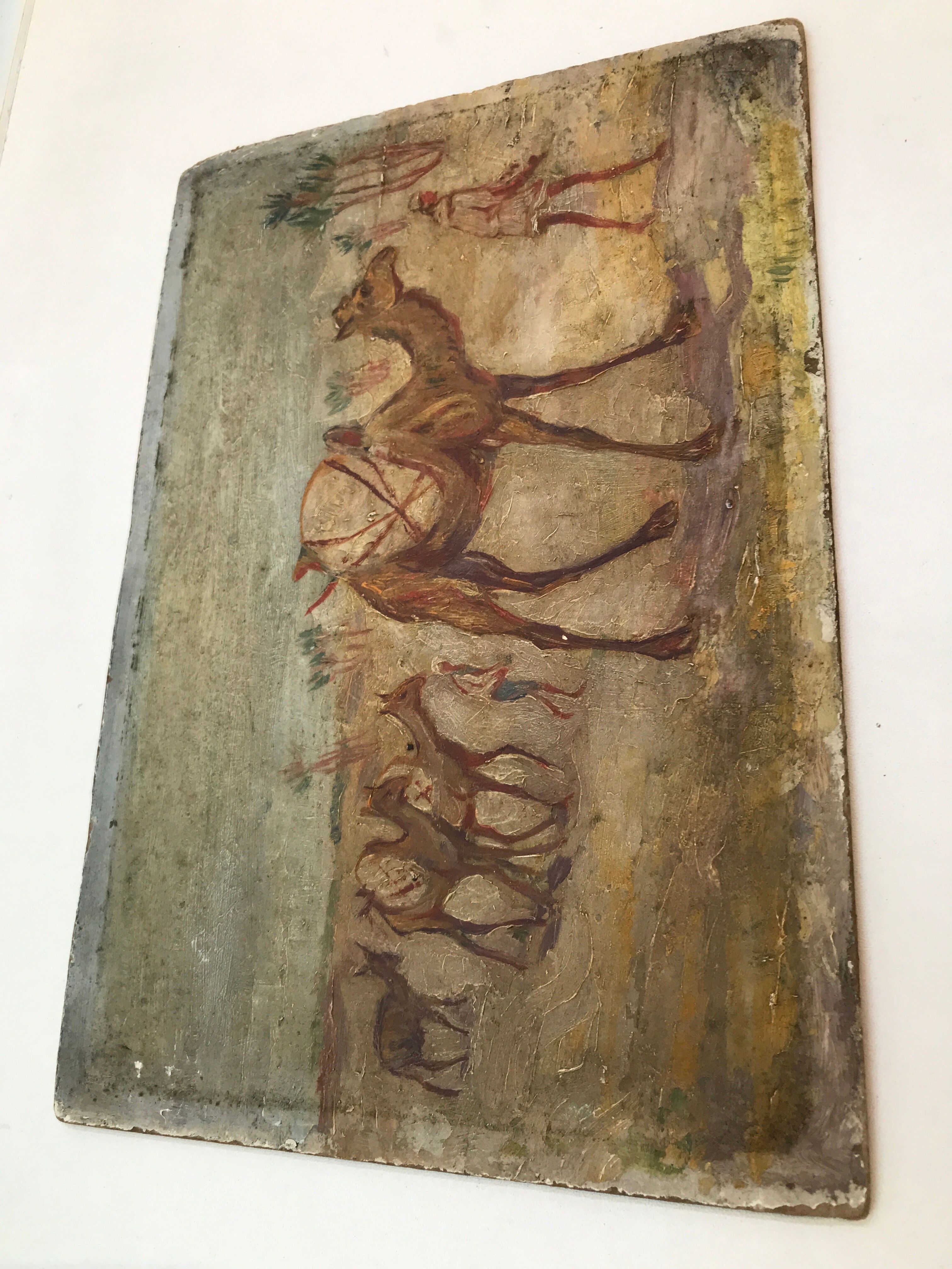 Orientalist painting of camels