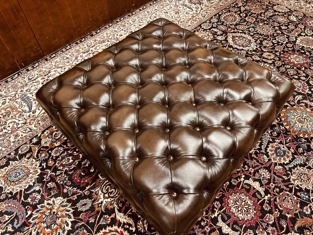 Large Brown Chesterfield Hocker