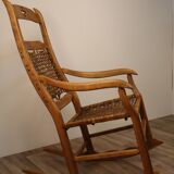 Vintage rocking chair in solid wood 1950