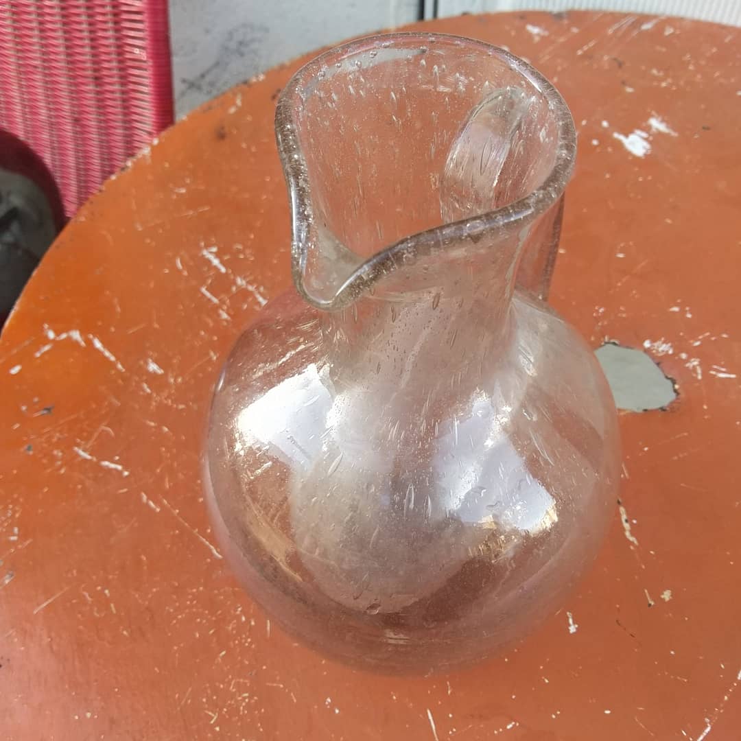 Glass pitcher from Biot with a lid, circa 1960