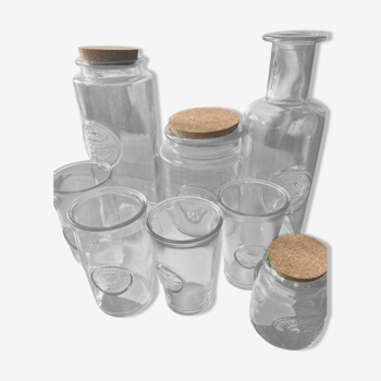 Lot de 8 bocaux, carafe et verre 100% recyclé