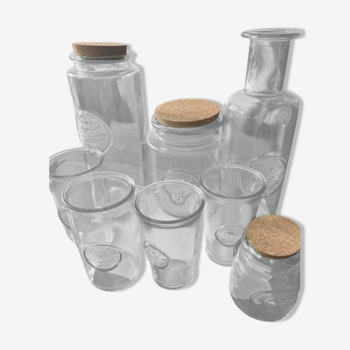 Set of 8 jars, carafe and 100% recycled glass