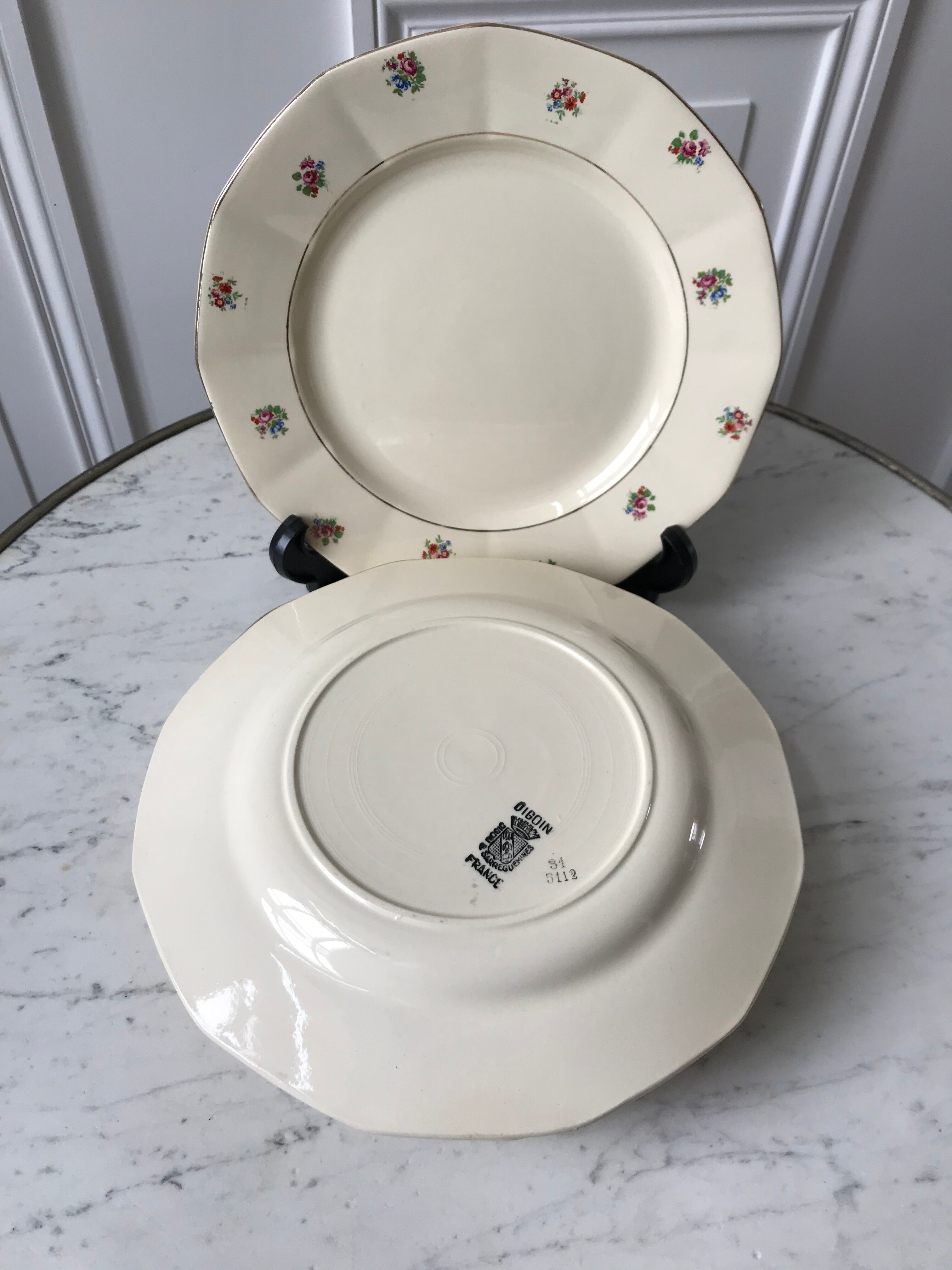 Set of 6 dessert plates Digoin Sarreguemines 50s