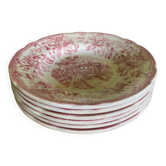 6 assiettes creuses décor romantique rose