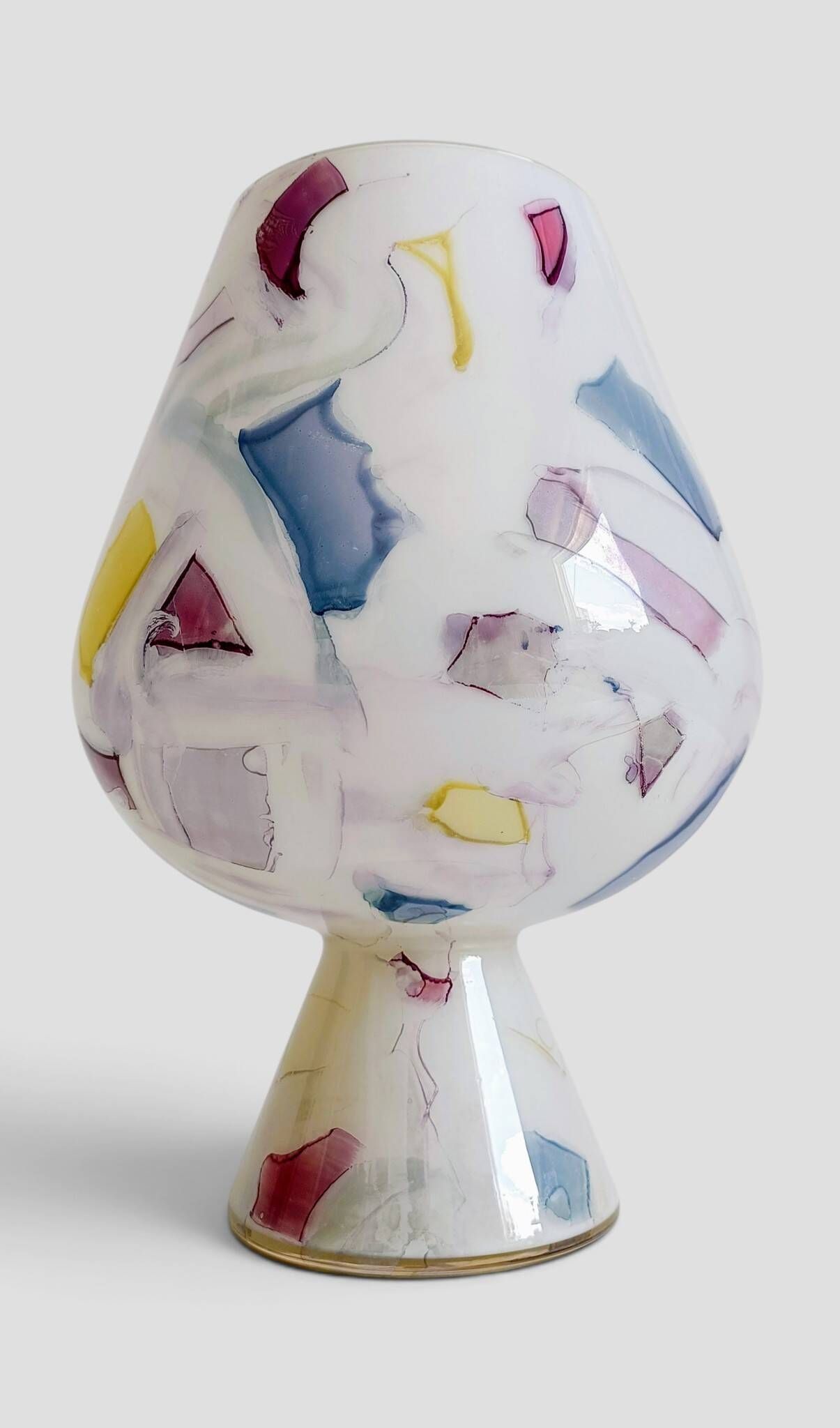 Postmodern Italian Murano Art Glass Chalice, Abstract Decoration, 1980s