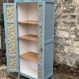 Armoire parisienne ancienne bleue grisée H154