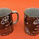 2 Cups / Mugs Glazed ceramic Floral decoration