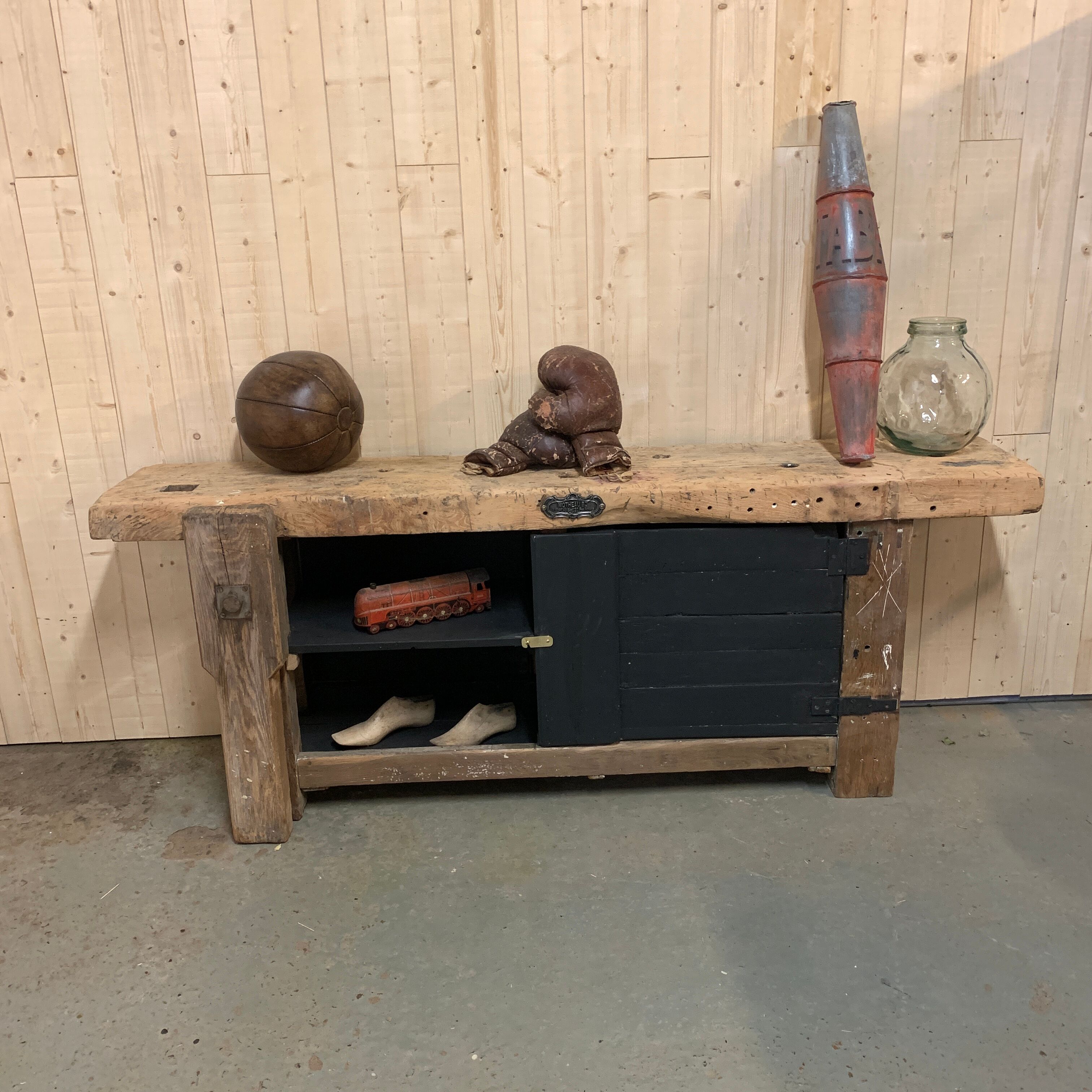 Solid wood workbench with closet