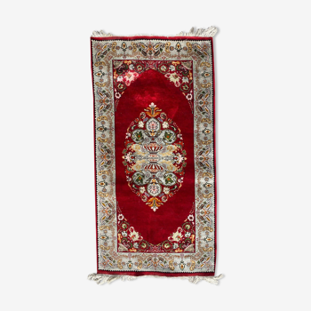 Tapis vintage turc en soie fait main 74x146 cm