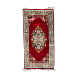 Vintage Turkish silk carpet handmade 74x146 cm