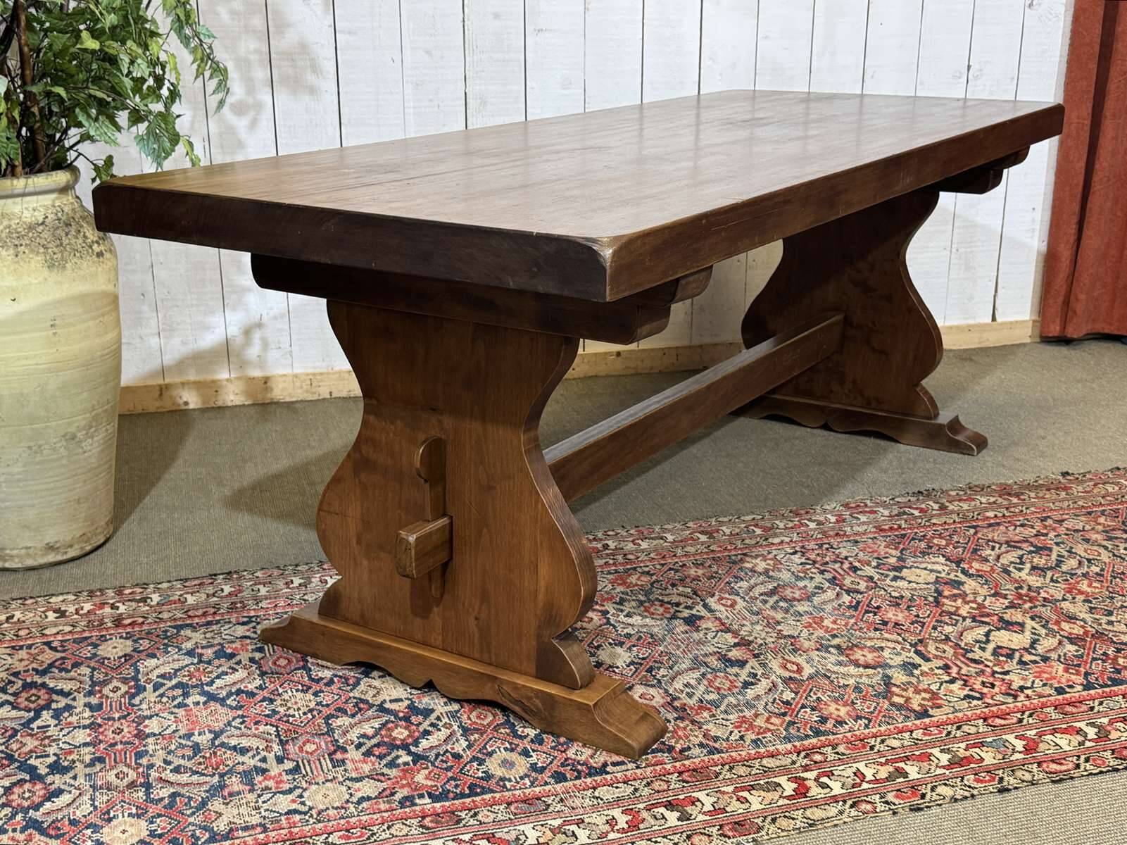 1970s mahogany monastery table - L=2m W=80cm H=75cm