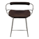 Kitchen bar stool with a weathered silver metal back and dark brown leather.