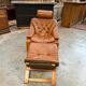 Kroken armchair and footrest in leather and bentwood by Ake Fribytter for Nelo Mobel, Sweden